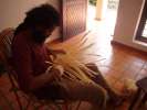 Tissage d une corbeille en bambou