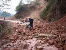 Gravier et bout de bois sur la route 