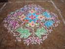 Competition de kolam, ils sont fait de poudre de couleurs, Mamalapuram