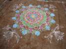 Competition de kolam, ils sont fait de poudre de couleurs, Mamalapuram