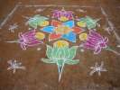 Competition de kolam, ils sont fait de poudre de couleurs, Mamalapuram